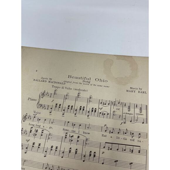 1918 Beautiful Ohio Song Sheet Music by Mary Earl - Picture 3 of 9